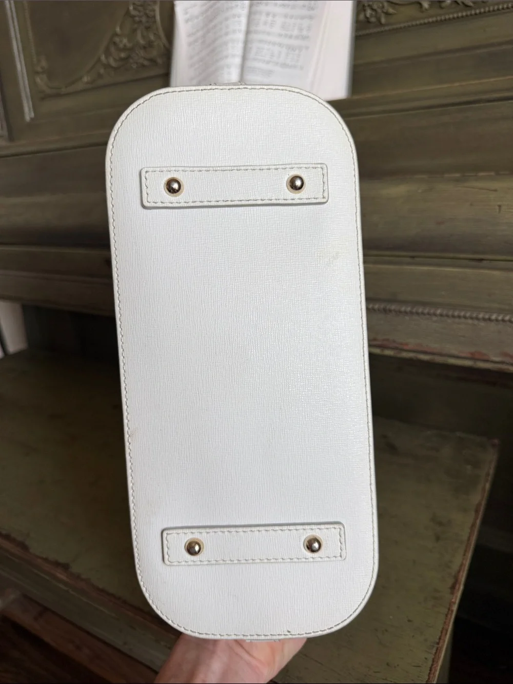Dooney & Bourke White Dome Satchel with Gold Hardware